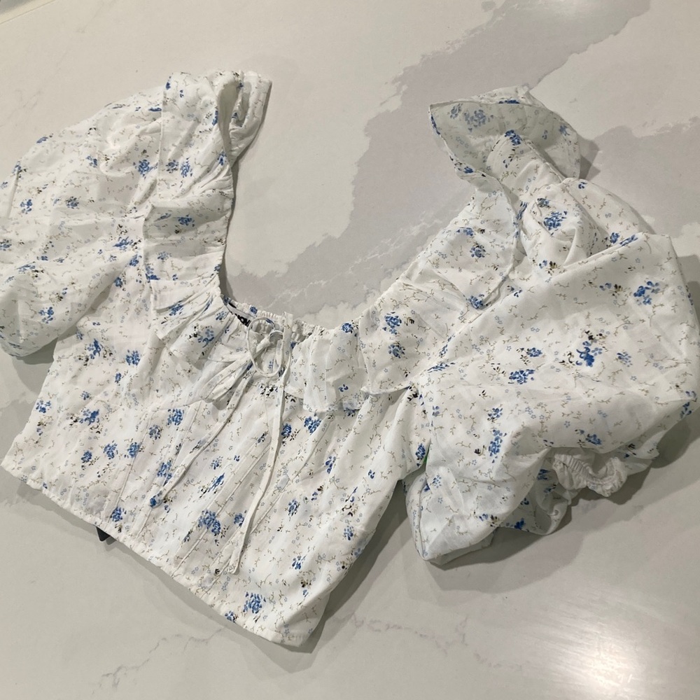 Floral Puff Sleeve Women's Top